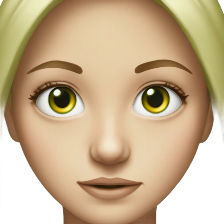 realistic portrait of girl green eyes emoji