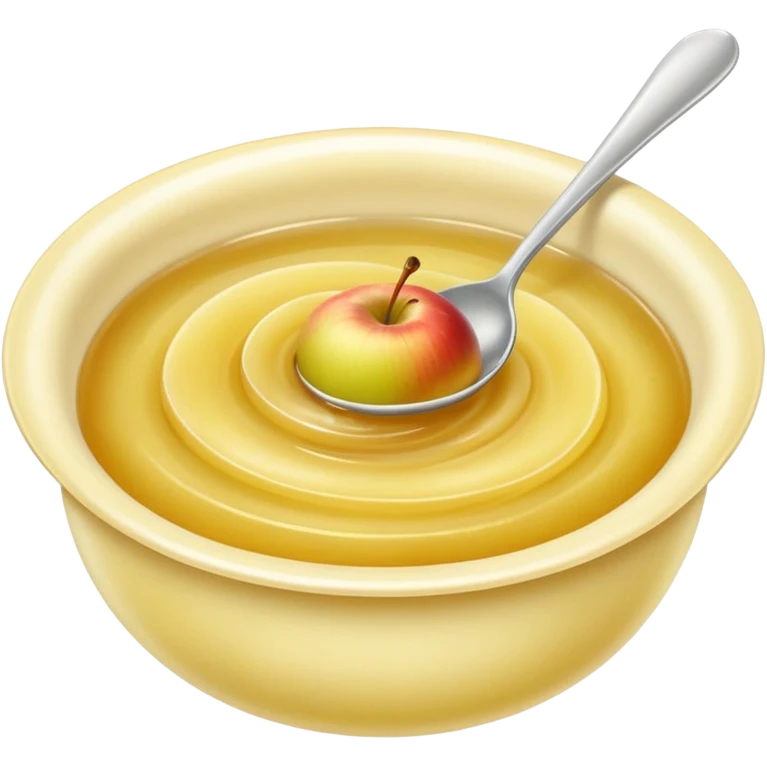 small swirl or spoonful of smooth pale golden apple compote, soft puréed texture, subtle sheen, slightly domed shape with gentle ripples, natural sweetness, no bowl spoon or fruit, apple emoji style, soft lighting, subtle shadows, transparent background, emoji scale emoji