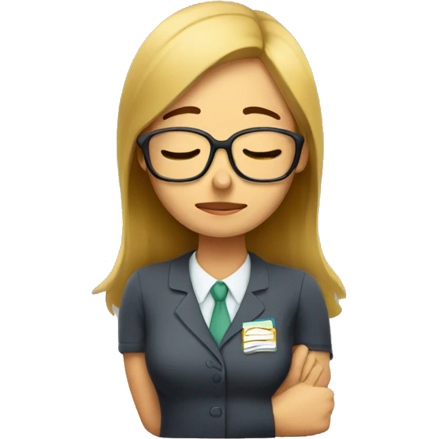 Tired woman teacher needs a nap emoji
