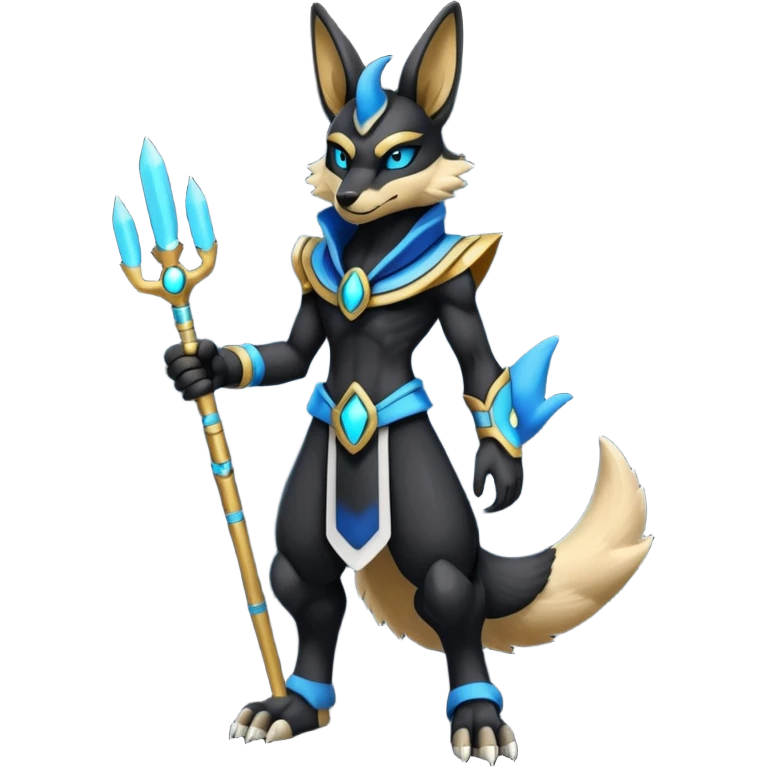 Black Dark Furry Fluffy Modern Futuristic Lucario-Anubis-fusion full body emoji