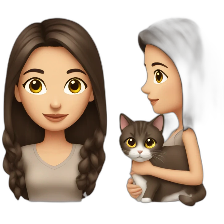Brunette with cat emoji