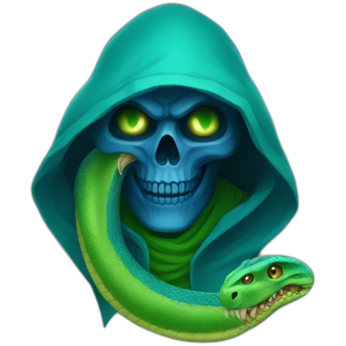 blue reaper with green python around the neck emoji