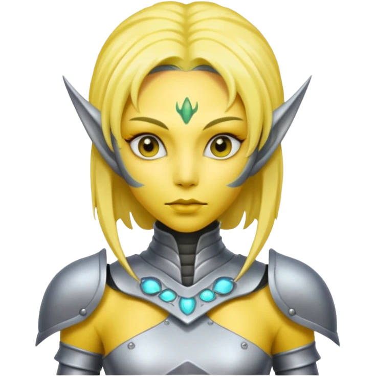  lady alien with yellow skin, Half body. emoji