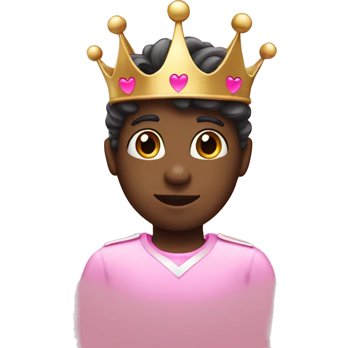 Black emoji with a crown and pink hearts  emoji