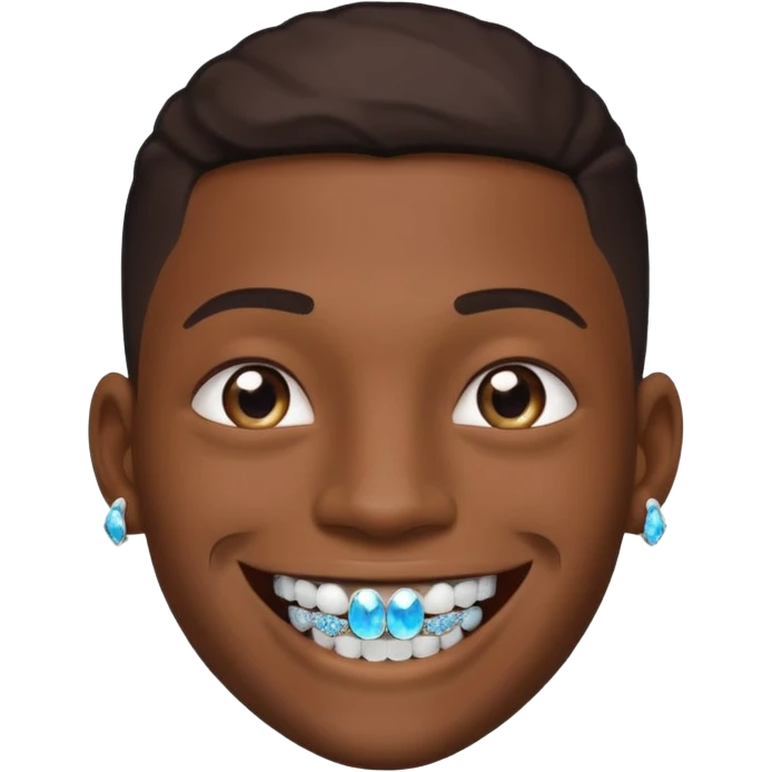 Black young guy with a diamond grillz in her tooth emoji
