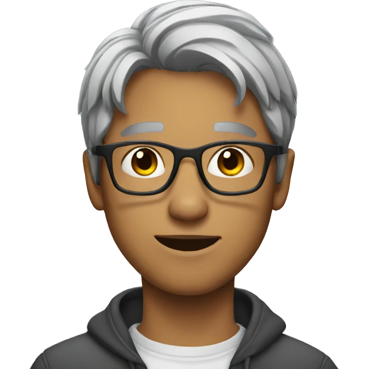 young man with glasses and grey hair emoji