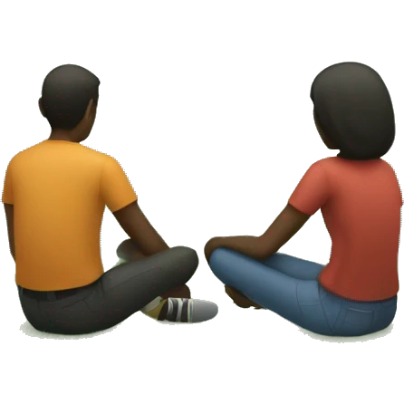 two people from back sitting on grass nature field emoji