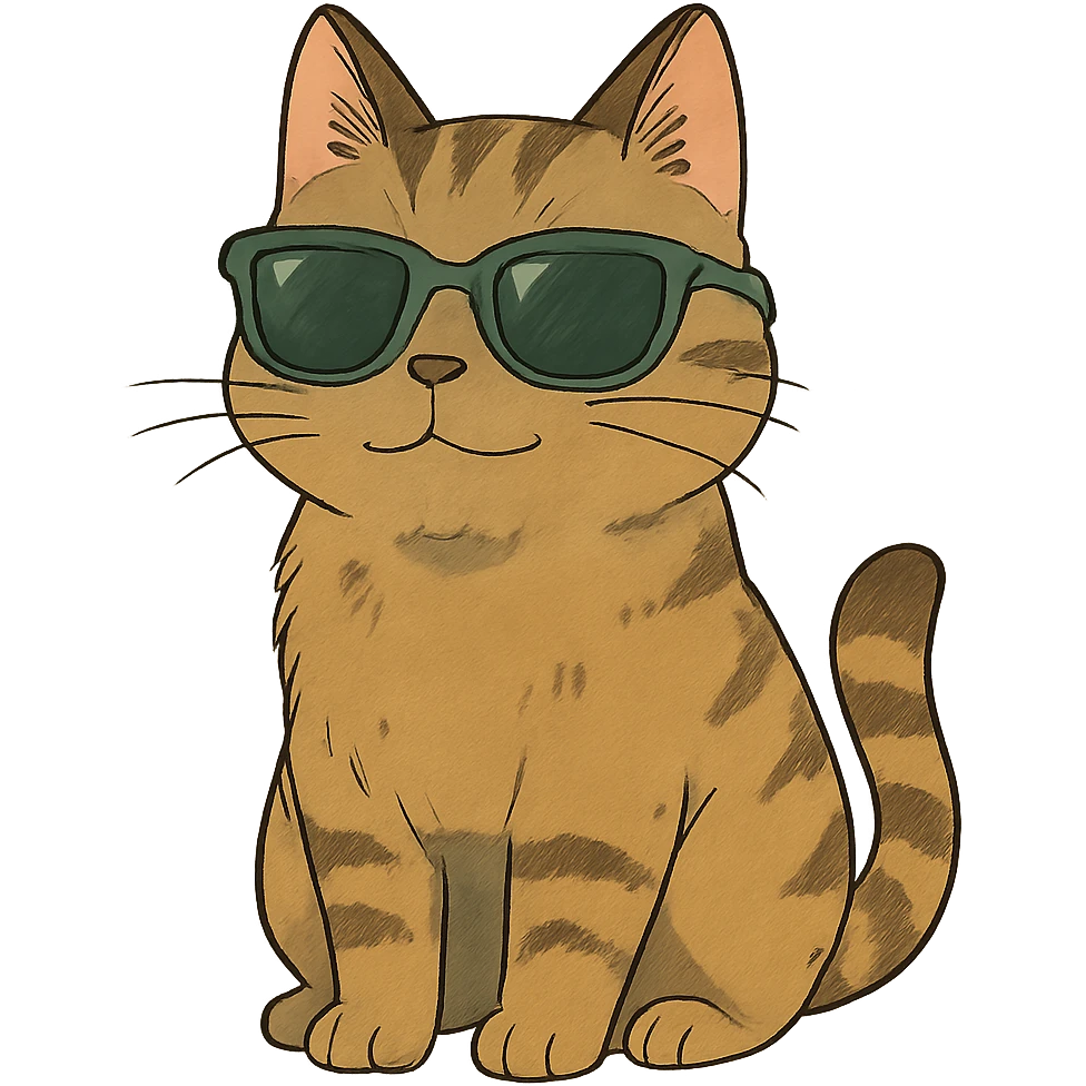 ghibli style cat wearing sunglasses emoji