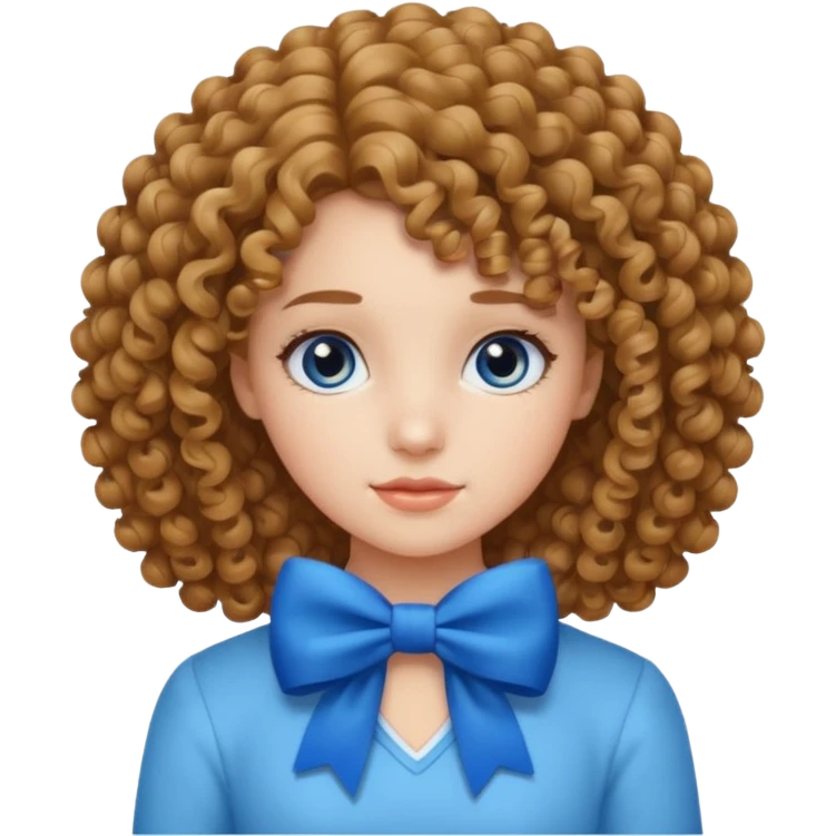 girl with curly hair blue bow emoji