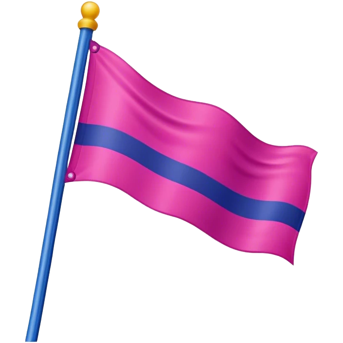 A wavy hot pink flag with a small purple stripe going through it and a deep blue bottom  emoji