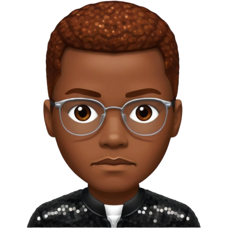 Malcolm X with reddish brown hair, dark brown sequin outfit  emoji