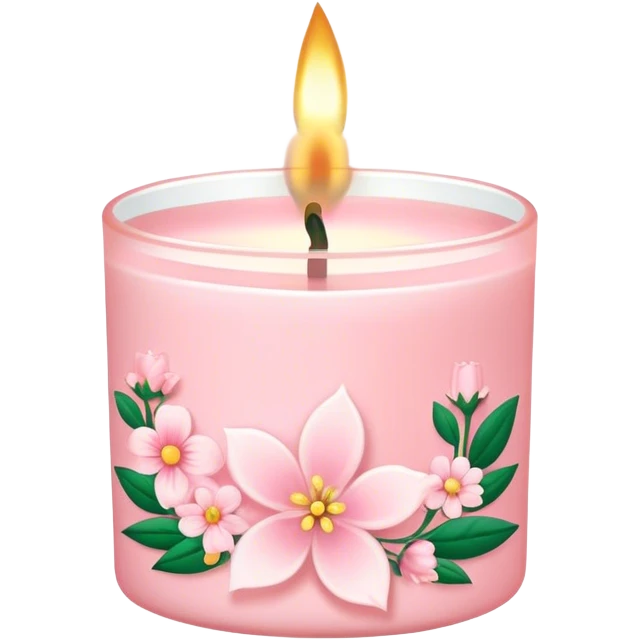 Light pink bath and body works small floral line art candle emoji