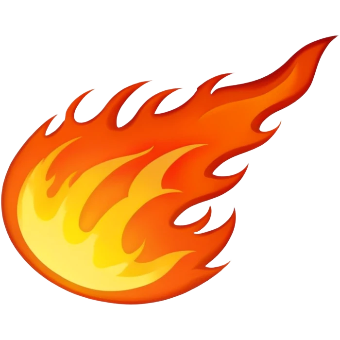 A sideways oval of fire with a long black vertical slit down the center emoji
