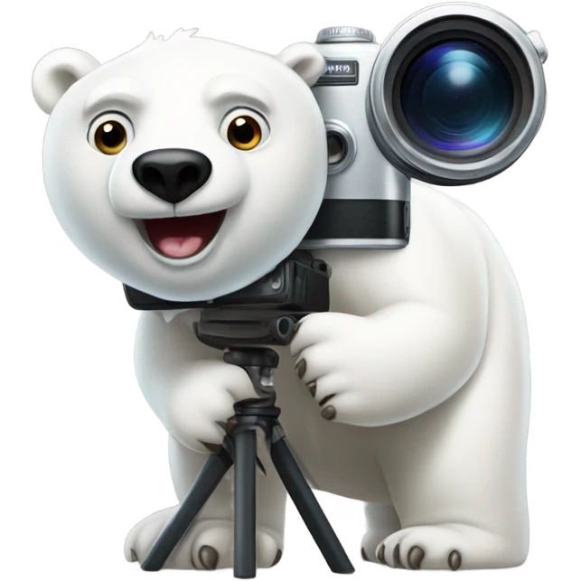 Polar bear with a camera and long lense emoji