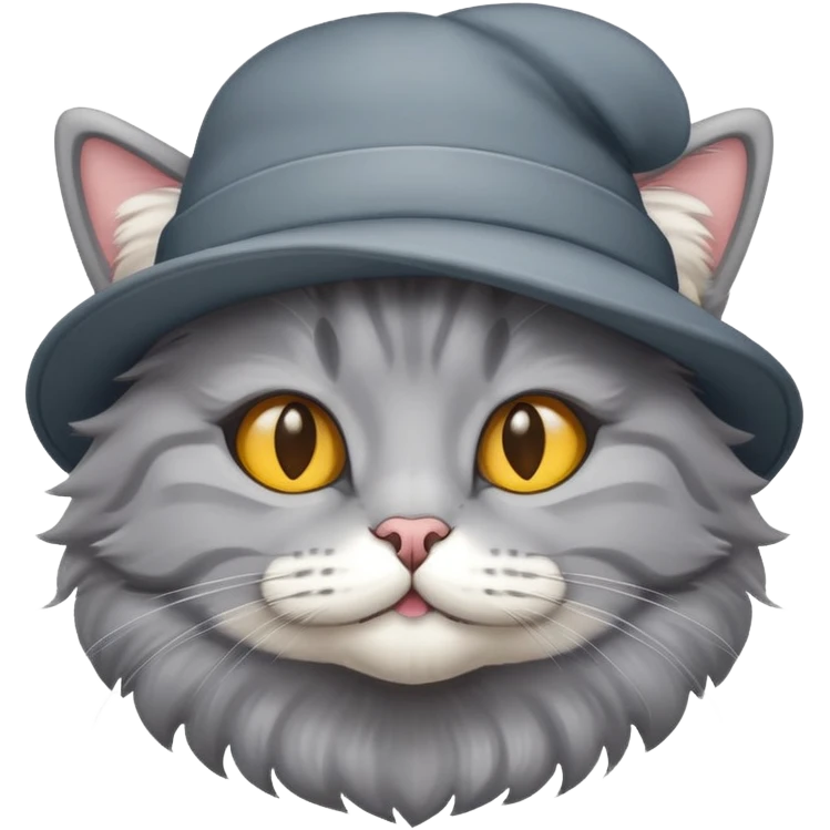 Grey cat in a hat emoji