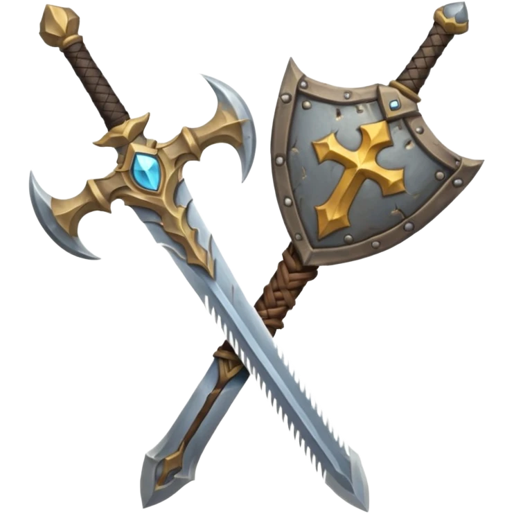 sword and shield, world of war craft style, two sword cross emoji