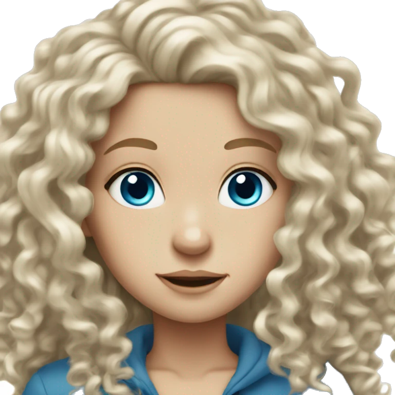 white girl with long curly hair blue eyes emoji