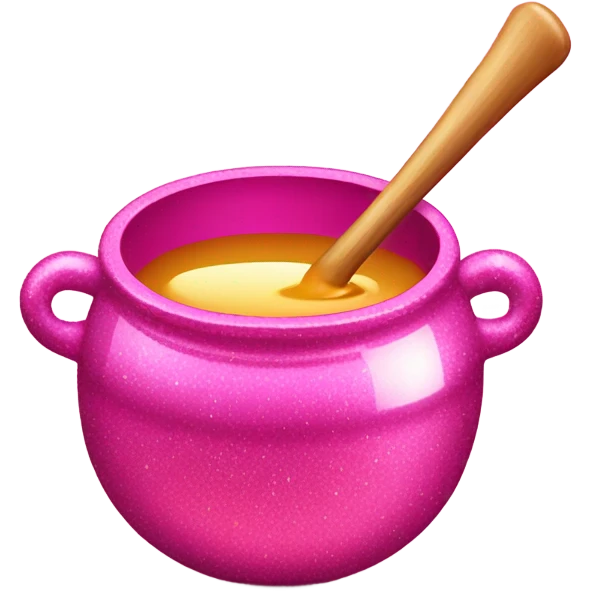 Hot pink honey pot with light pink honey and gltiter emoji