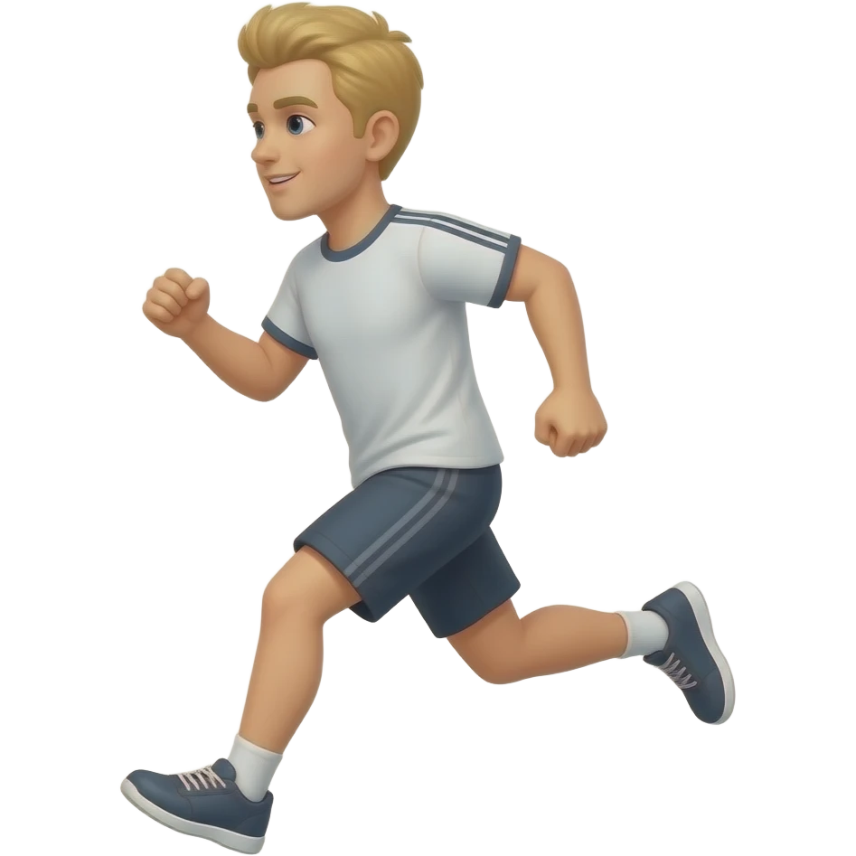 blonder man in t-shirt läuft ganzer körper emoji