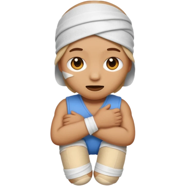 сделай на белом фото эмодзи человечек с ногой забинтованной колено emoji
