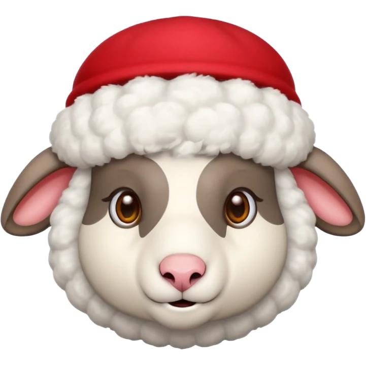 Sheep wear a red hat, portrait emoji