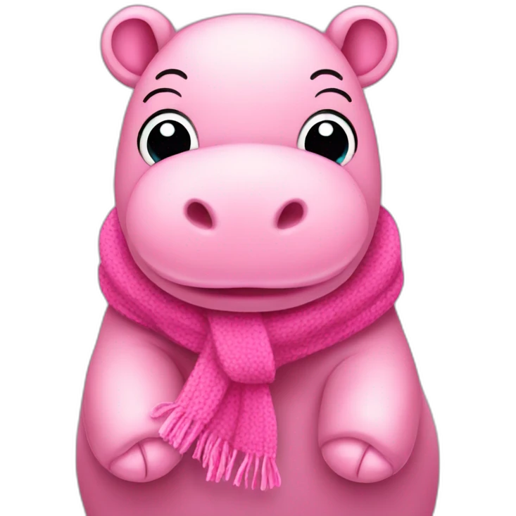 cute pink hippo with scarf emoji