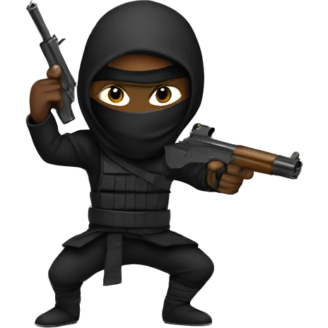 Black ninja holding a gun emoji