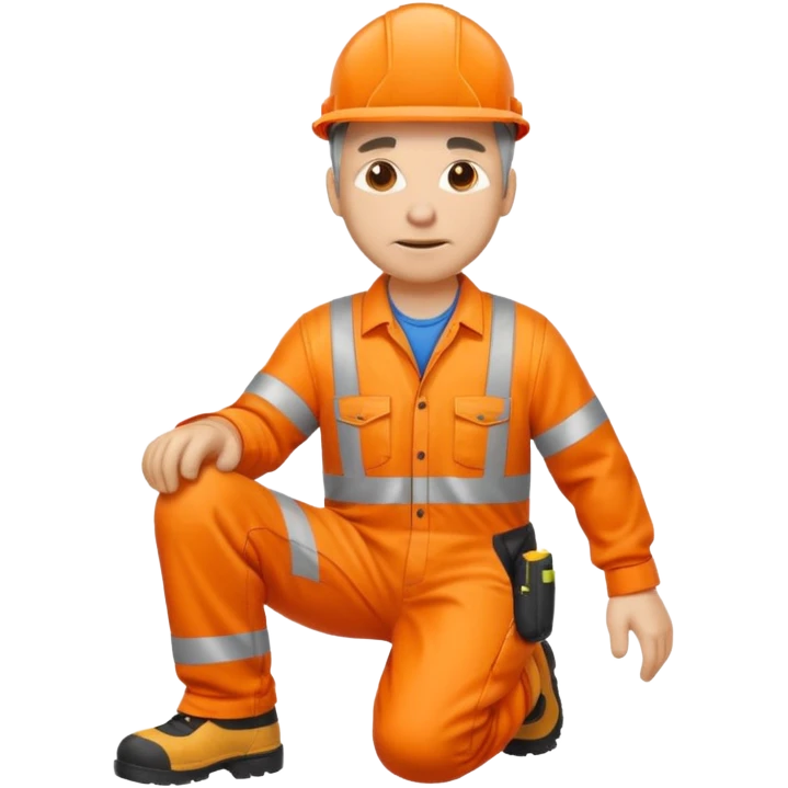 engineer hi-vis orange overalls on the floor emoji