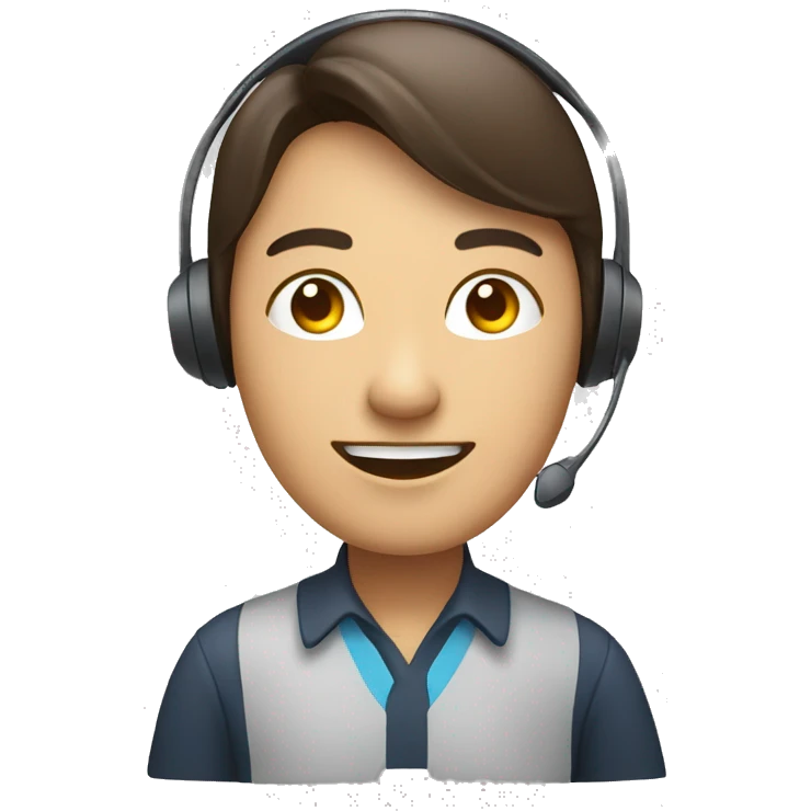 customer service agent with headset,mal asian, smiling, kind, face only emoji