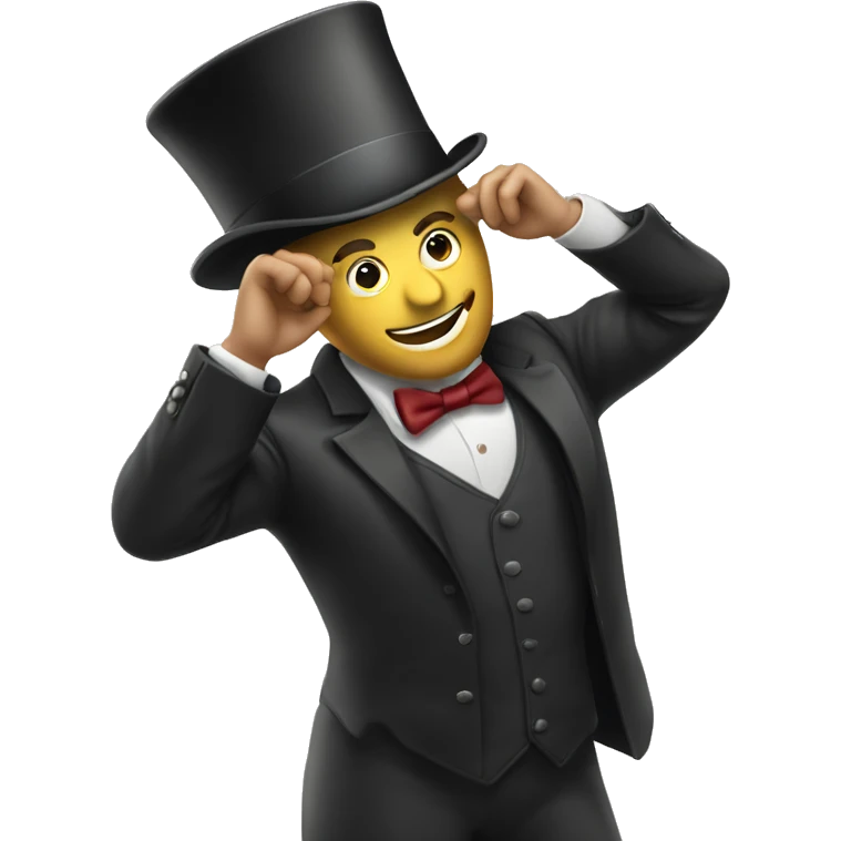 A man chipping his top hat as a sign of appreciation or compliment emoji