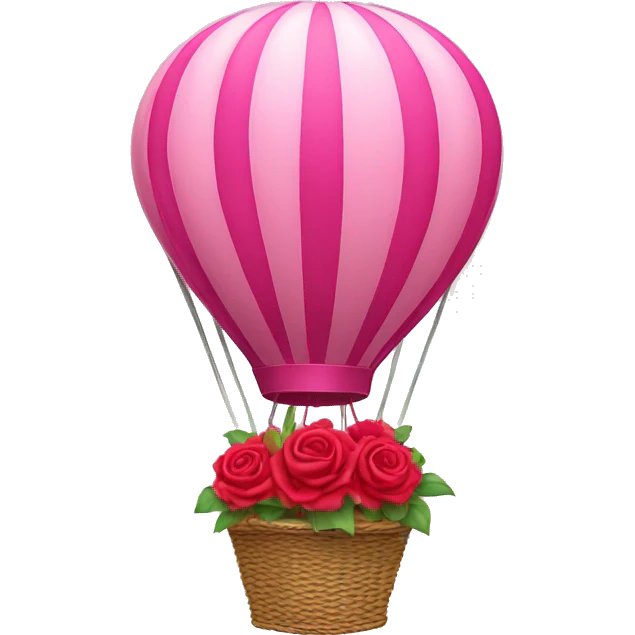 Pink hot air balloon with roses  emoji