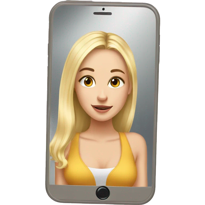 Blonde girl taking mirror selfie photo emoji