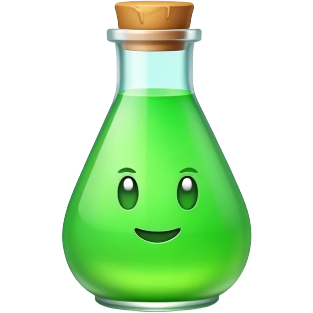Clash of Clans aesthetic: Cinematic Playful Pixel 3D green health Potion Emoji, rendered in a 3D vector-style similar to standard emojis with minimal shading and bold, simplified shapes. A compact, distinct form with signature details, softly glowing with a pixelated adventure charm. Simplified yet unmistakably iconic, highly detailed and consistent, glowing with a soft radiance and high shine. Stylized with a touch of classic pixel-art charm and a soft glowing outline, capturing the essence of a beloved gaming relic with a friendly, playful manner! emoji