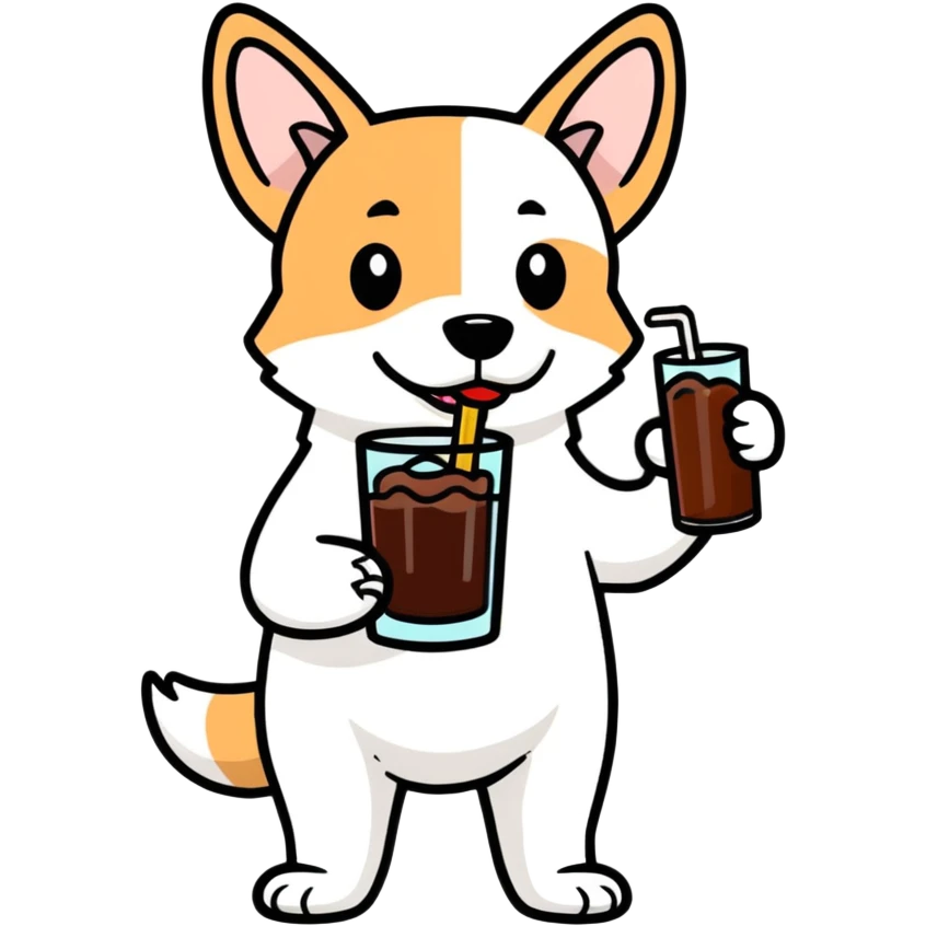 Lachende Hond met glas cola  emoji