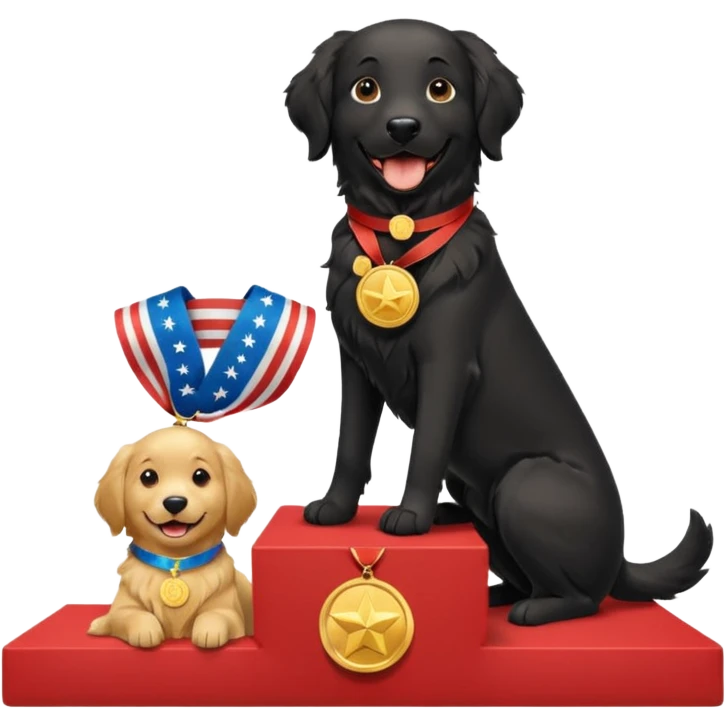 black dog & golden retriever on medal podium emoji