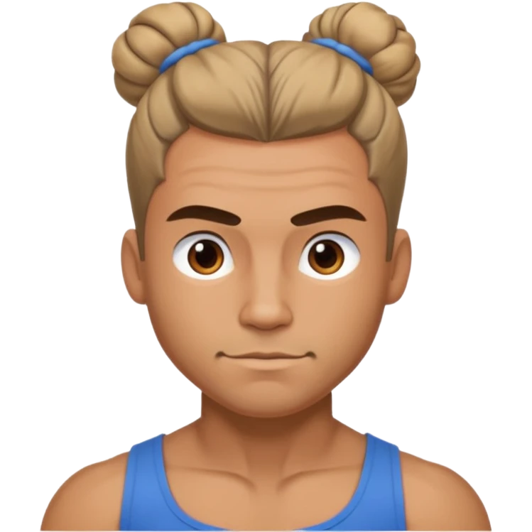 Muscled up man with hair in a bun  emoji