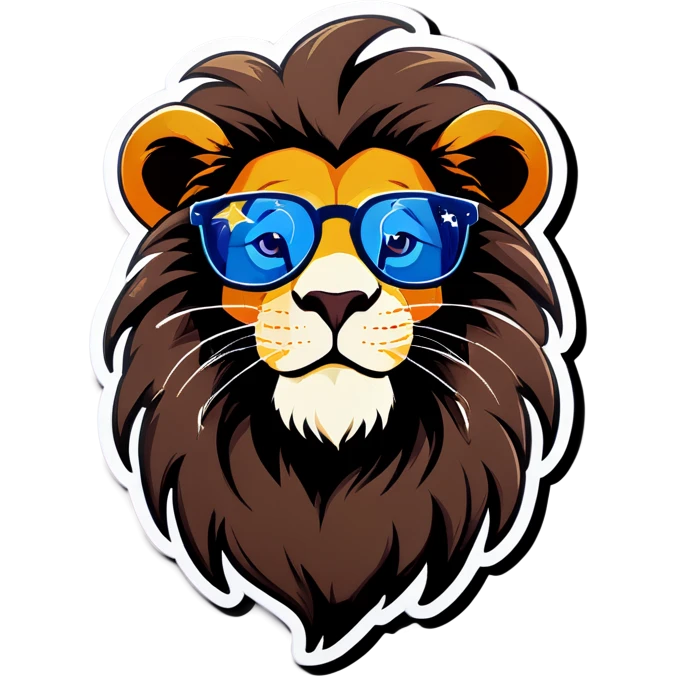 Lion with stars and glasses emoji