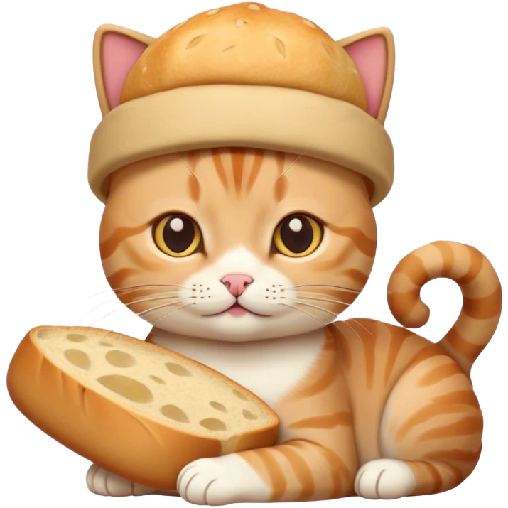 Cat with bread hat emoji
