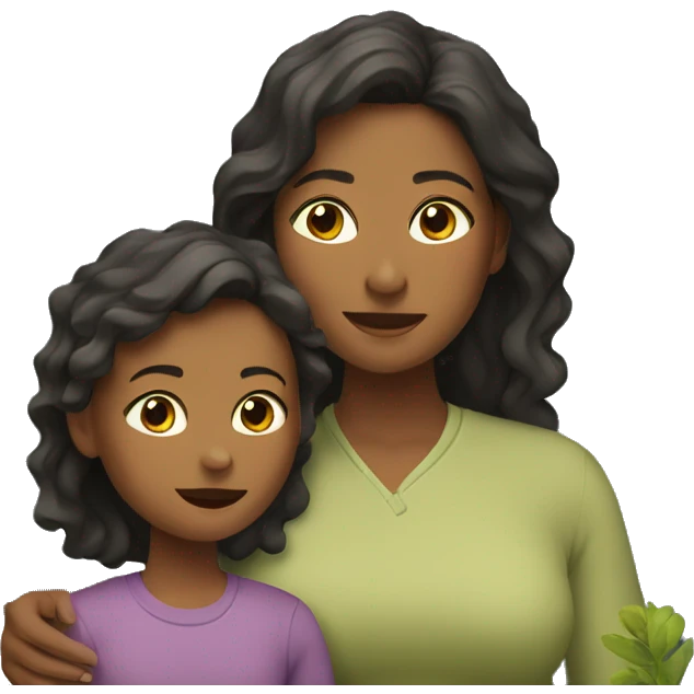 mother and daughter on a mountainside emoji