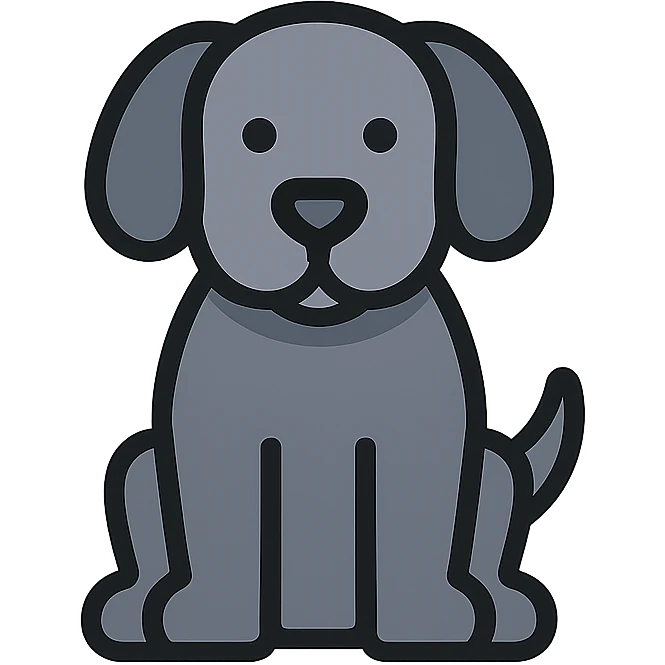 grey dog icon with color outline emoji