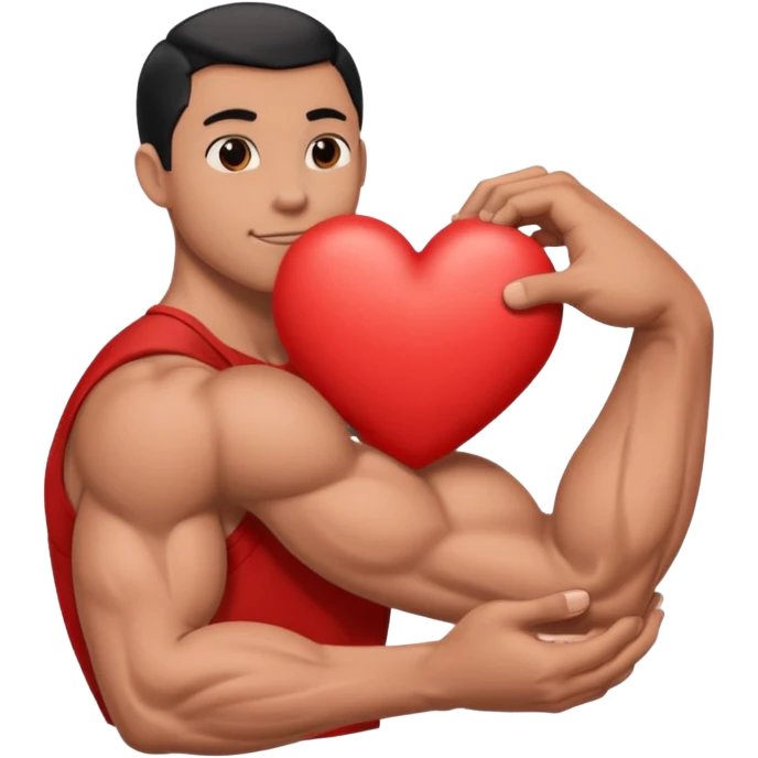 Un brazo abrazando un corazón emoji