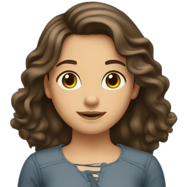 Fille brune avec les cheveux longs française emoji