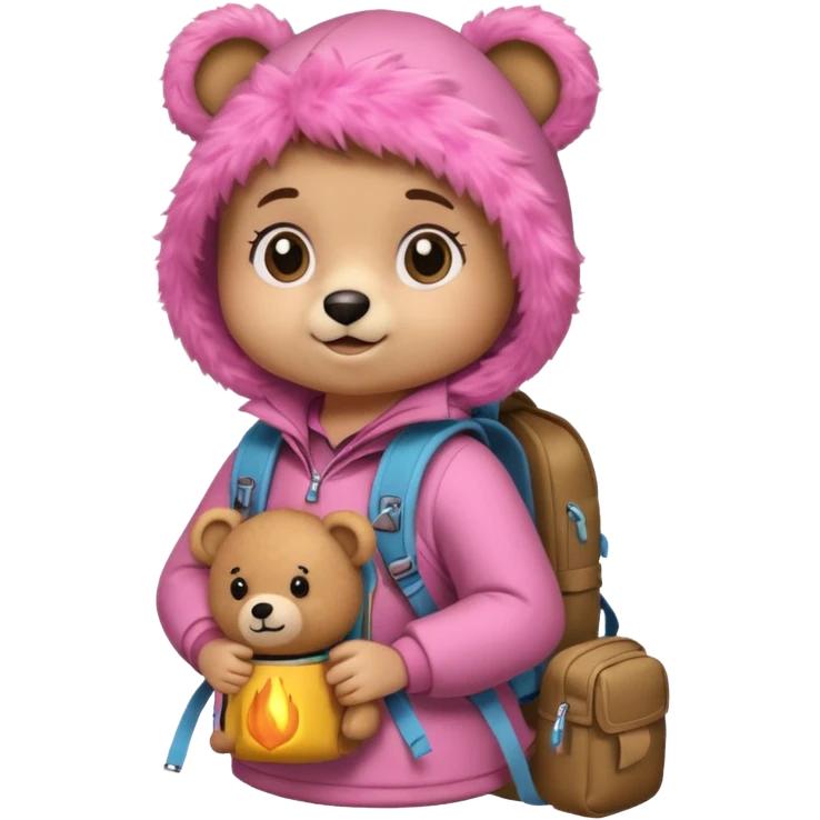A girly Teddy bear camping emoji