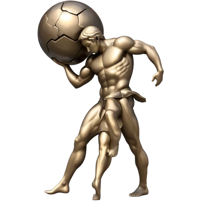 sorayama Sisyphus carrying big sphere on his back sculpture emoji