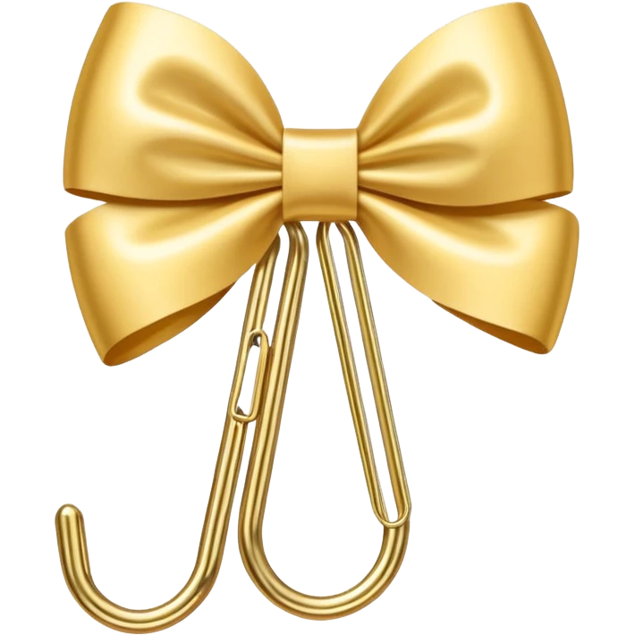 one gold paper clip with a white bow in the middle emoji