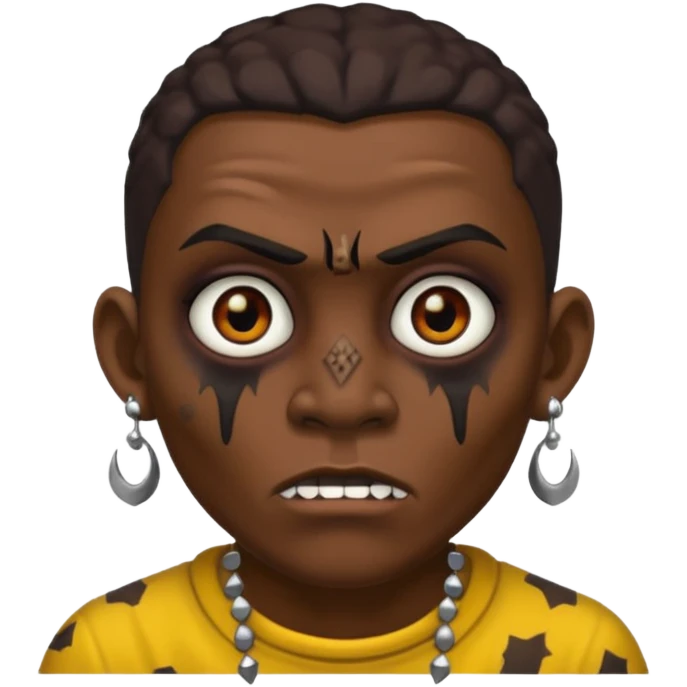 Zumbi man, black eye, studded earrings on both ears emoji