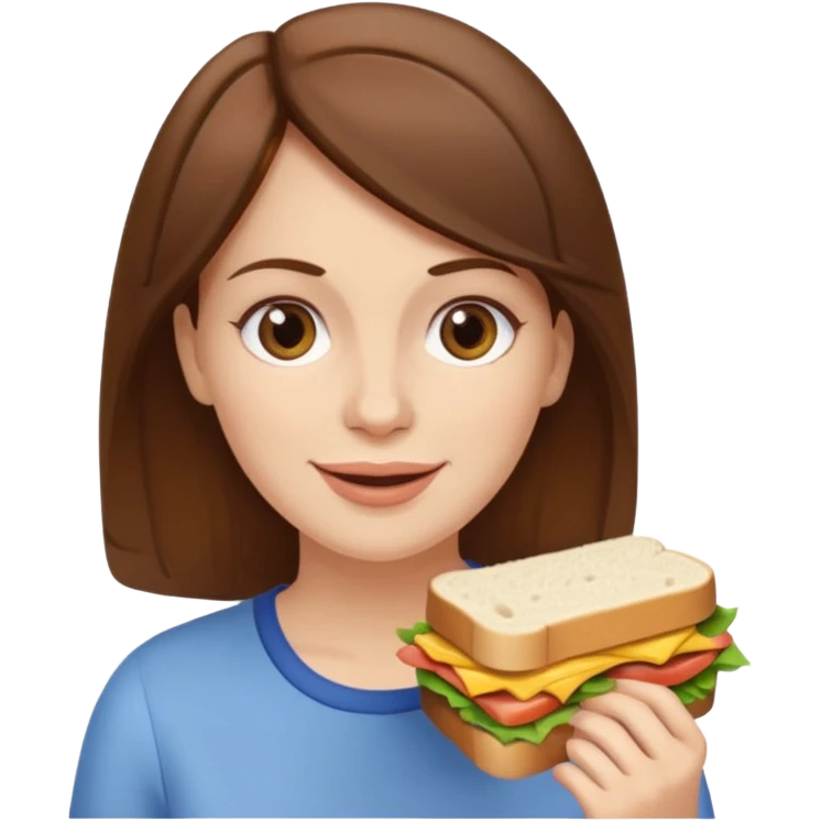 brown hair white women eating a sandwich emoji