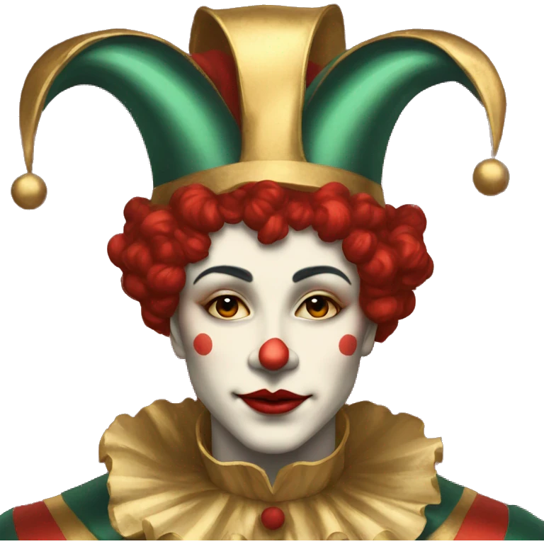 Vintage Jester high cheekbones, red, gilded  emoji