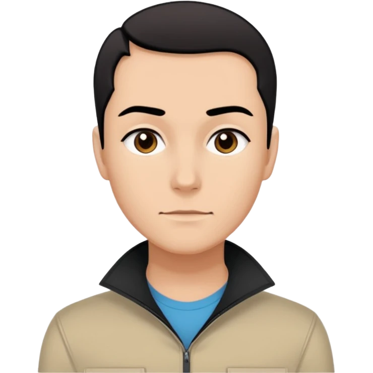 Create a stylized illustration of this person using the previously referenced comic style. Bold black outlines, flat colors, graphic novel look, neutral standing pose, consistent face proportions. emoji
