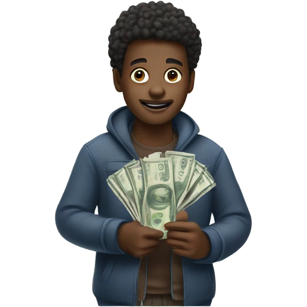 🧑🏾‍🦱counting money emoji